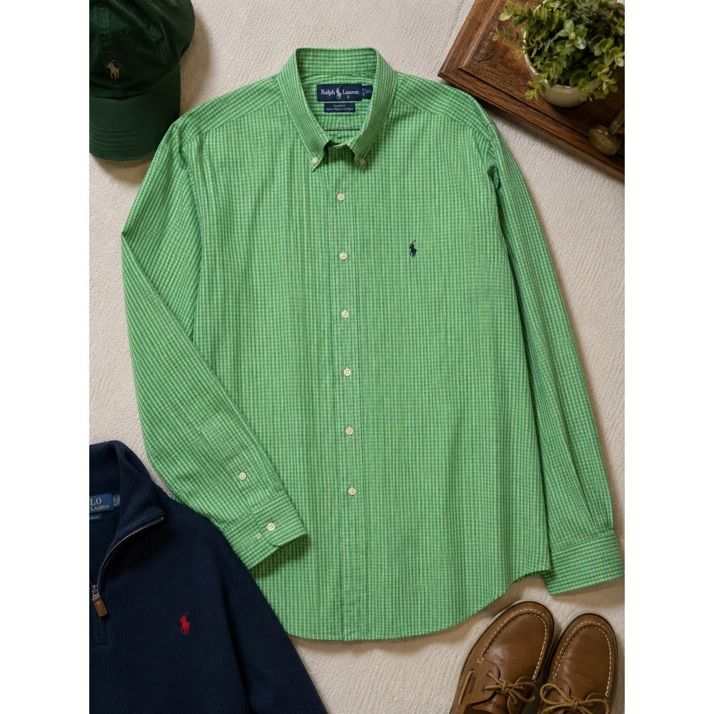 Polo Ralph Lauren‎ Men's 100% Cottom Blake Green Button Down Shirt, Size 2XL